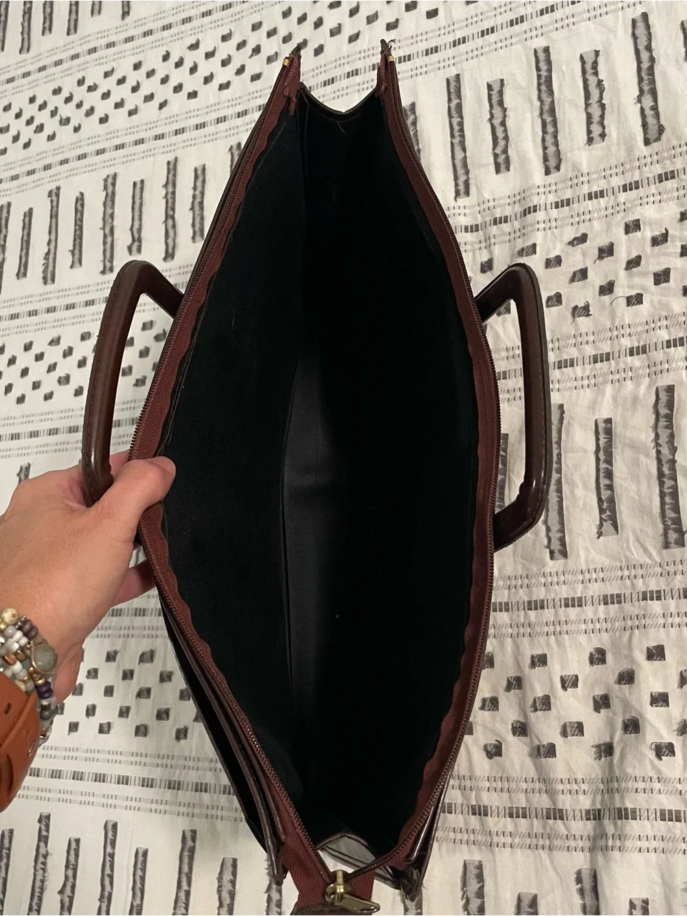 VINTAGE 80s Hit Structured Smooth Leather Slim Briefcase Portfolio Bag